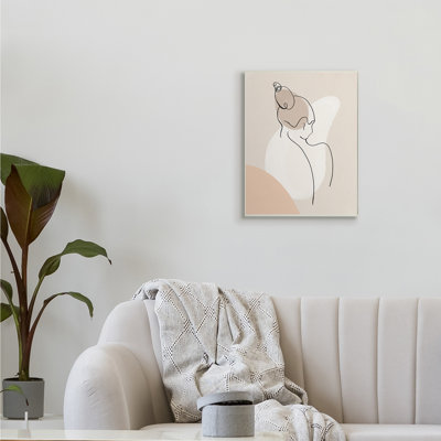 Abstract Female Line Drawing Over Abstract Shapes by Patricia Pinto - Print