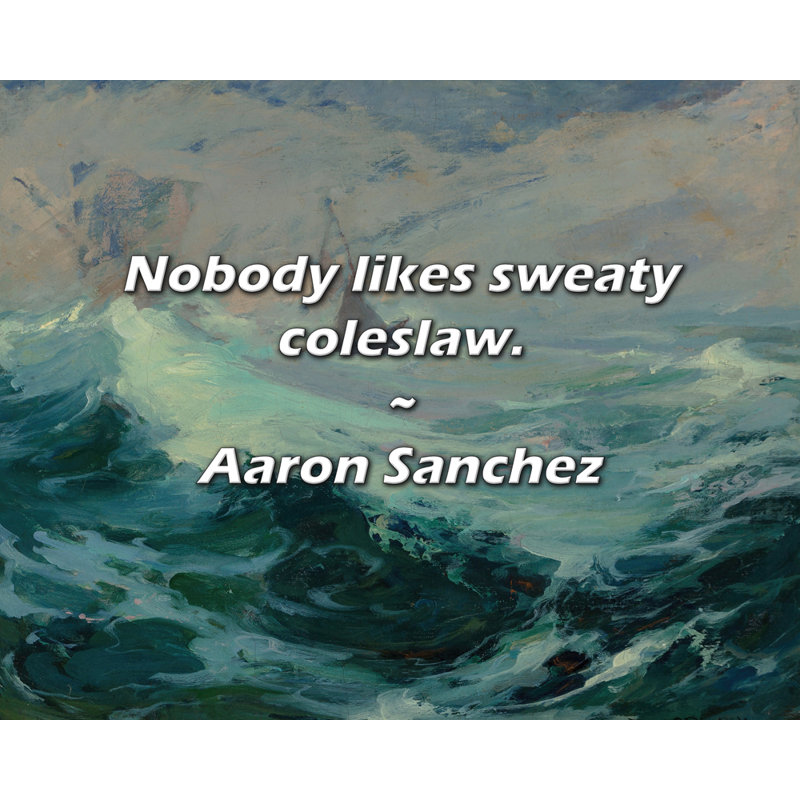 Aaron Sanchez Quote: Nobody likes sweaty coleslaw.