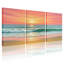 Nautique et plage coucher de soleil océan vagues plage ciel horizon couleur de sable clair ensemble de 3 impressions d'art sur toile-431583678