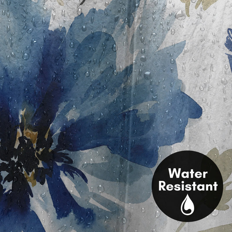 Strayer Polyester Floral Shower Curtain, Indigo