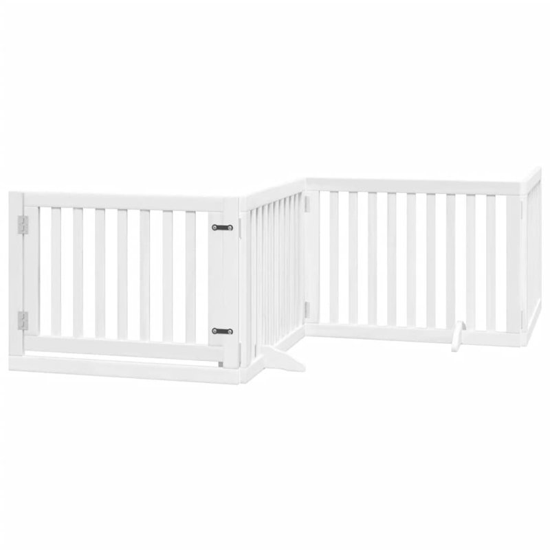 Archie & Oscar Dog Gate With Door Foldable 4 Panels 320 Cm Poplar Wood, 60cm H x 320cm W x 2cm D, White