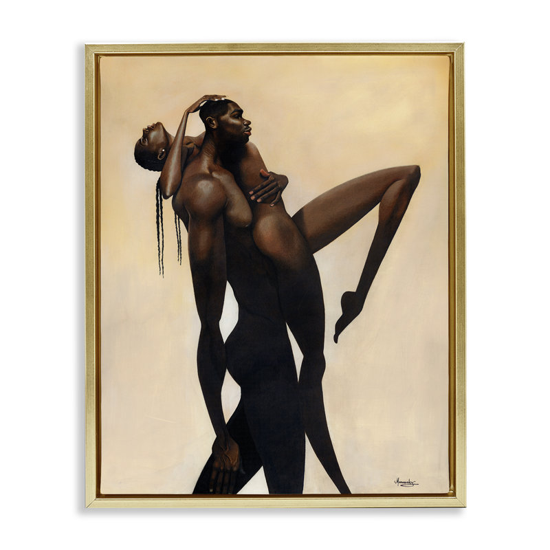 Cadre flottant Take Me Away Nude Portrait, design par Manasseh Johnson Sr, H 31 po x l 25 po, Cadre flottant métallique doré
