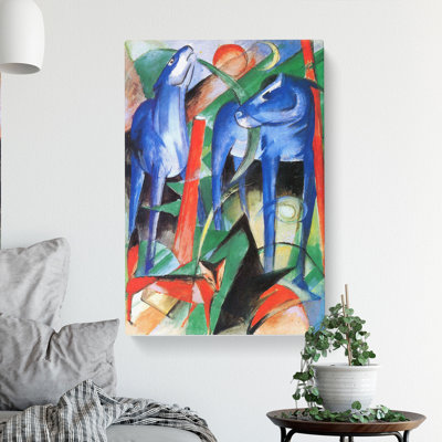 Two Blue Horses Vol.2 by Franz Marc - Wrapped Canvas