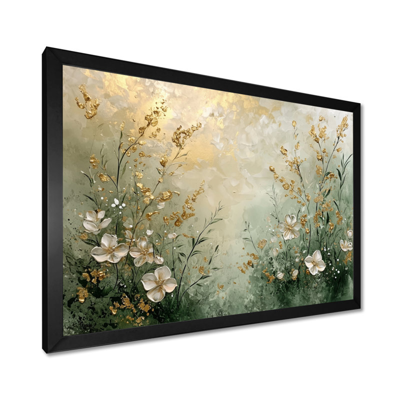Ishaani Wildflowers Spring Symphony Fury III - Art mural fleurs sauvages, Reproduction encadrée d'une seule photo, Noir