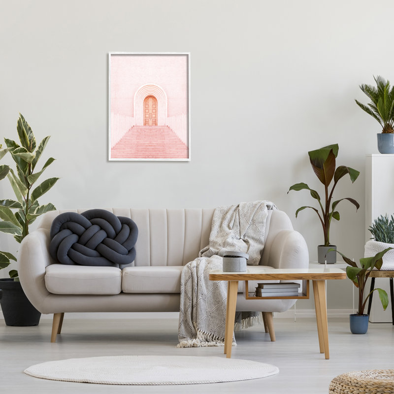 Impression de porte rose encadrée sur bois par Incado, Giclée encadrée blanc bord de mer, H 30 po x l 24 po x P 1,5 po