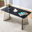 Table de salle à manger 63 po x 31,5 po x 30 po avec plateau en marbre fritté noir, pieds papillon en acier inoxydable, bords à gratter, hauteur standard, facile à nettoyer