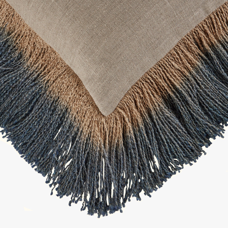 Indigo Seas Jute Fringe Pillow Cover & Insert, Lapis