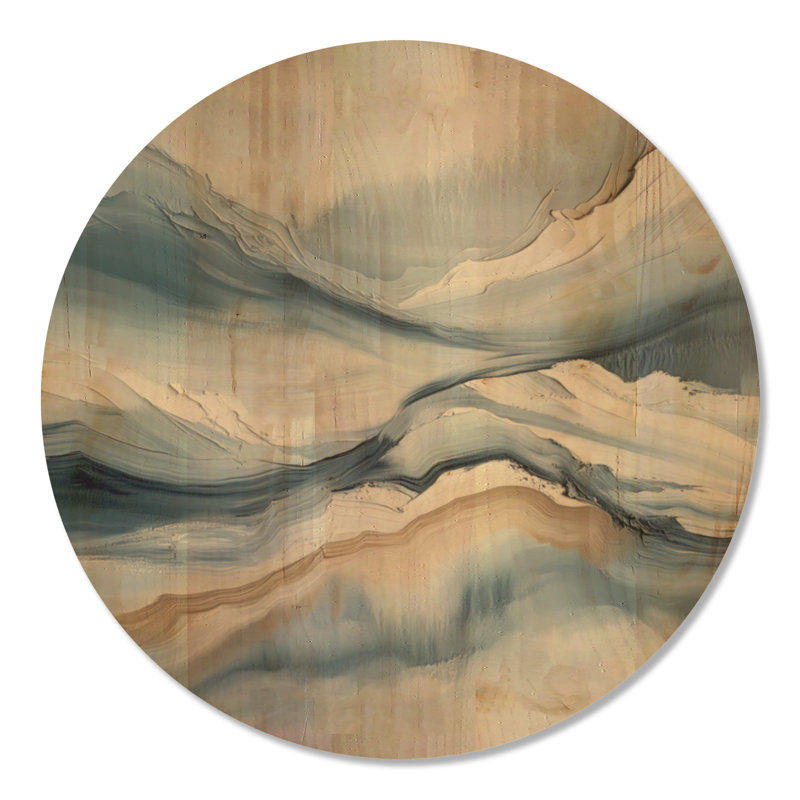 Courants Bleus côtiers II - Décoration murale ronde en bois Vagues océaniques, Rond 23 po, Rond