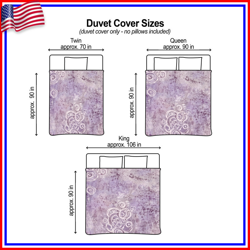Housses de couette à motif de tourbillons mauves, Queen