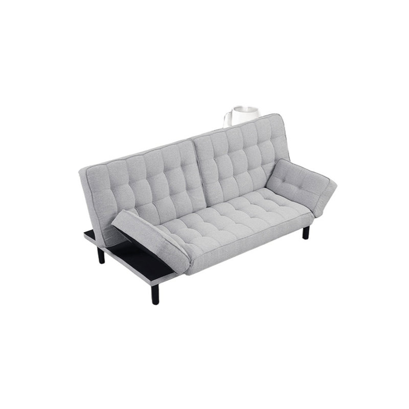 Futon canapé Biscuit capitonné dossier 1pc canapé réglable accoudoirs convertible en canapé-lit
