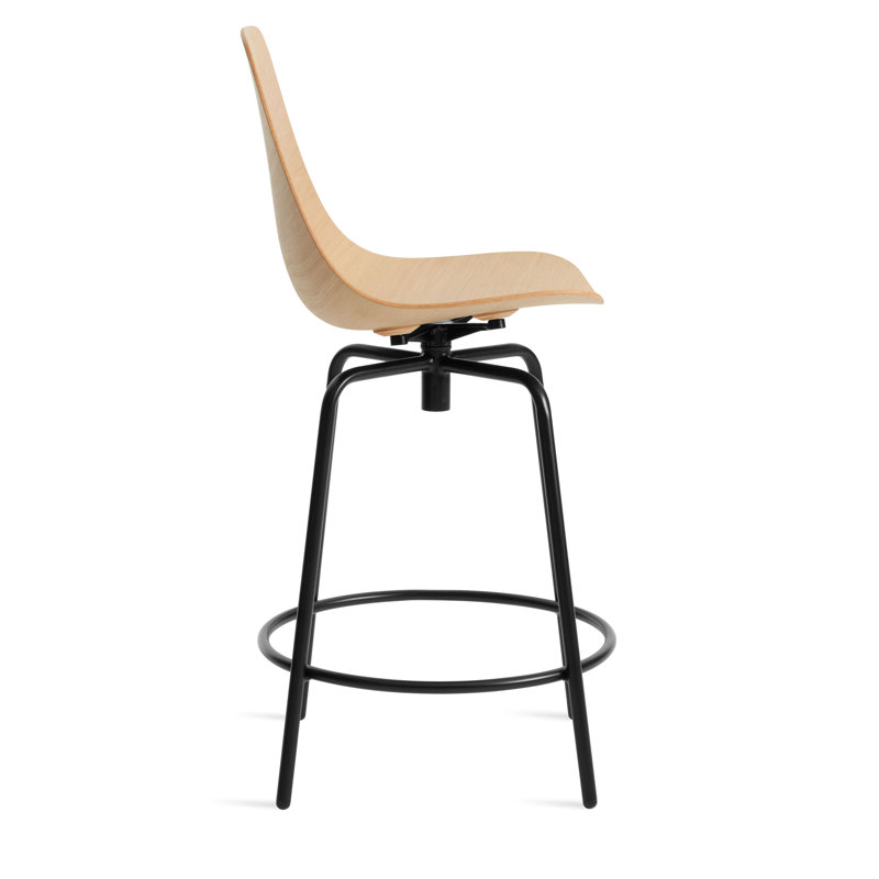 Clean Cut Swivel Stool with Metal Frame, White Oak, Counter Stool (24" Seat Height)