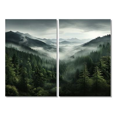 Mystic Wilderness Pine Forest In Canada - Art mural traditionnel pêche