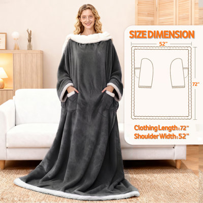 Couverture chauffante portative PFASDFW avec manches et poche pour les pieds, couverture chauffante à chauffage rapide avec 10 niveaux de chaleur, arrêt automatique, protection contre la surchauffe, cadeau idéal, lavable à la machine, 132 x 183 cm + 46 cm
