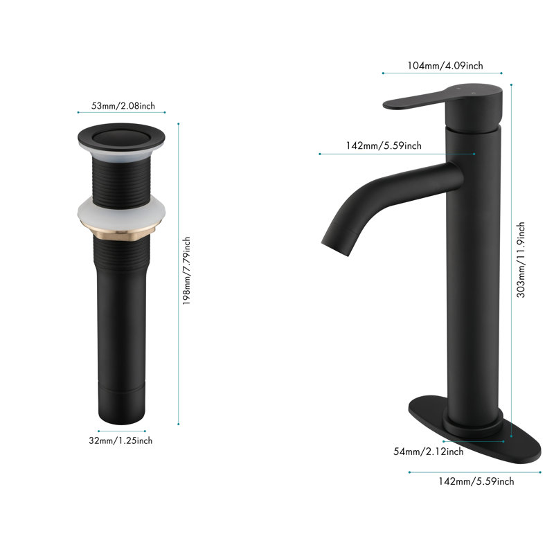 Vessel Bathroom Faucet with Drain Assembly