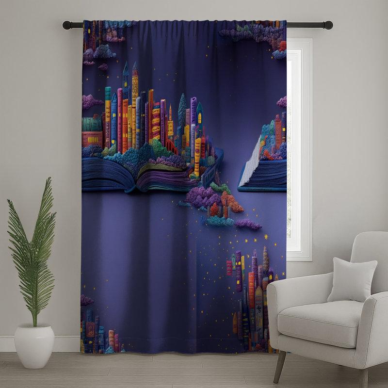 Rideaux de fenêtre Bookscape, voilages et voilages fantaisie - 1 panneau, 50 po x 92 po - 1 panneau, Transparent