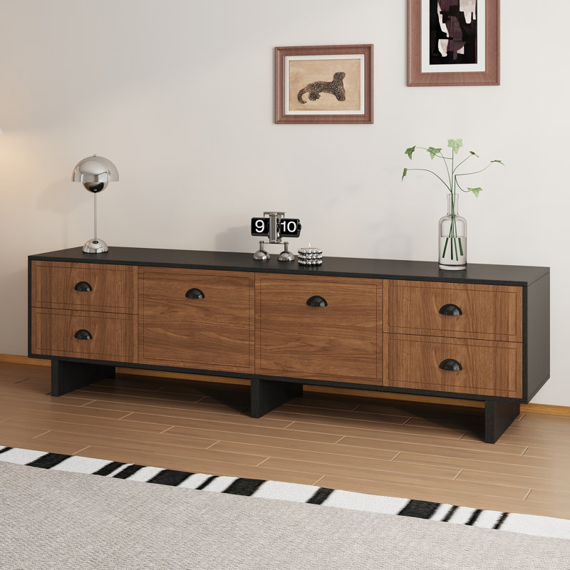 Modern Black And Brown Tv Stand Living Room Cabinet
