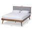 Lit plateforme double Cramlington, gris clair / noyer, l 56,7 po x L 77,3 po x H 48 po Cramlington-2041988856-2042027704