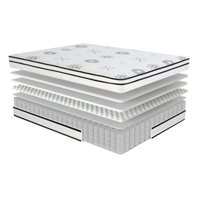 Par l'intermédiaire du matelas pleine grandeur, 4 couches de mousse infusée de thé vert hybride, 12 pouces