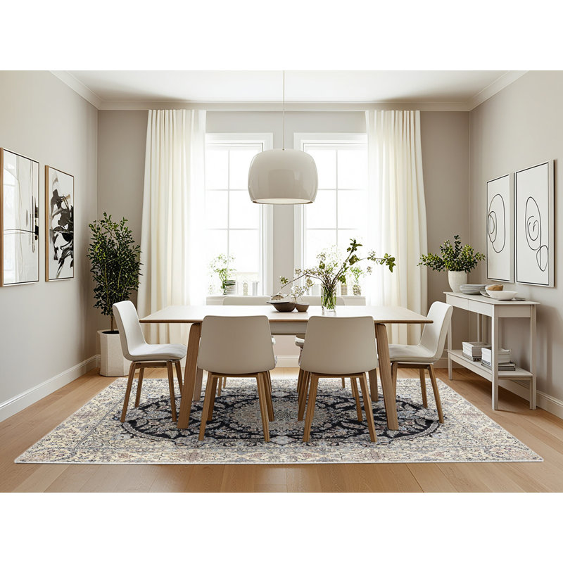 Tapis oriental noir / beige Yassin, Rectangle 7 pi x 10 pi