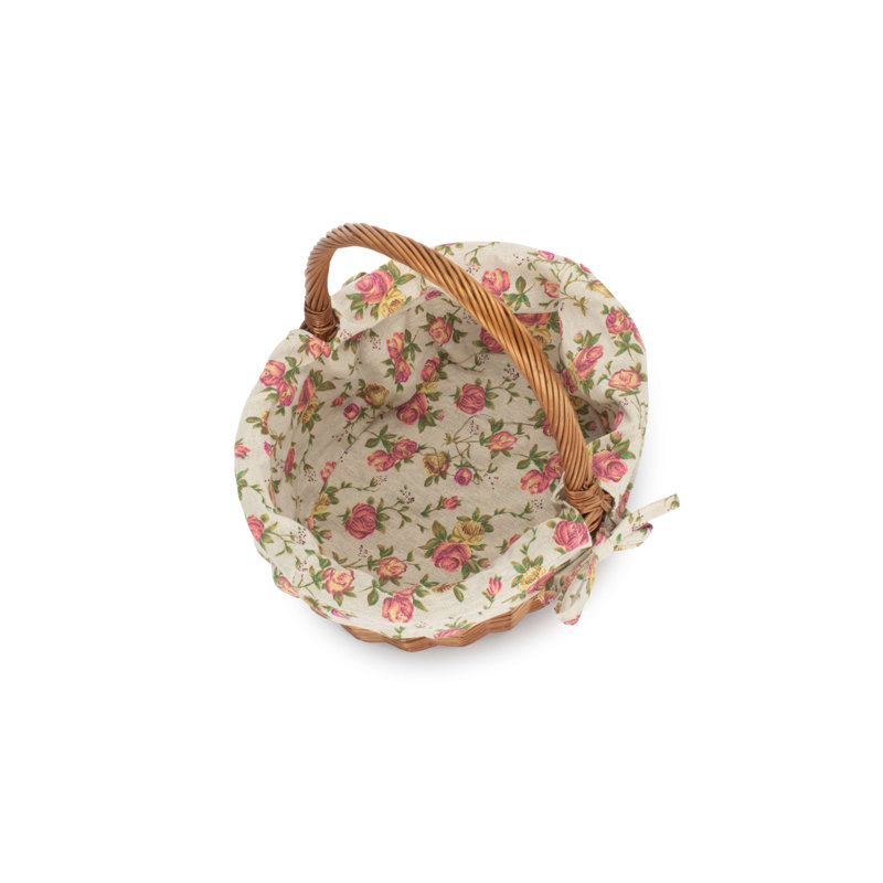 Oval Wicker Shopping Basket with Garden Rose Lining