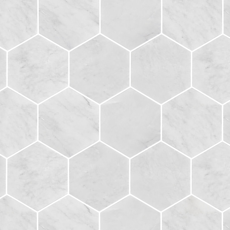 Marbre Alba 3 x 12 blanc, Hexagone 4 pouces
