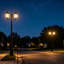 Lampadaire solaire lampadaire en aluminium noir (double)-129936733