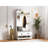 Hallway Hall Tree With 2 Storage Drawers And 4 Coat Hooks, Padded Linen Seat Cushion Top Shelf, White Wooden Entryway Shoe Rack Bench Cushioned Shelf