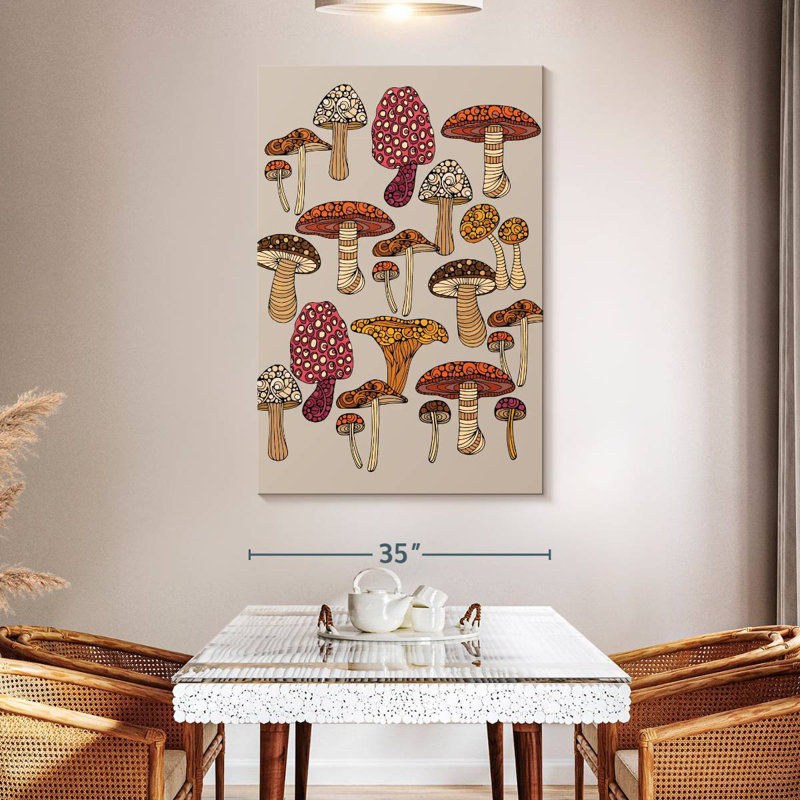 Yarlin Doodles Mushrooms, 51" H x 34" W