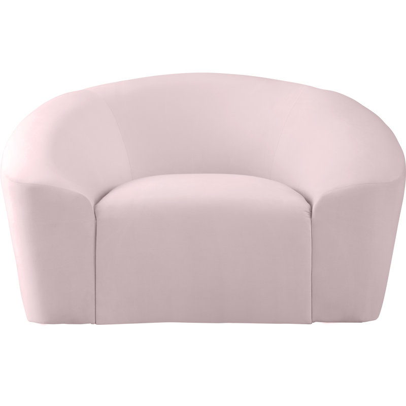 Fauteuil demi-tonneau en velours Alaw, Velours rose