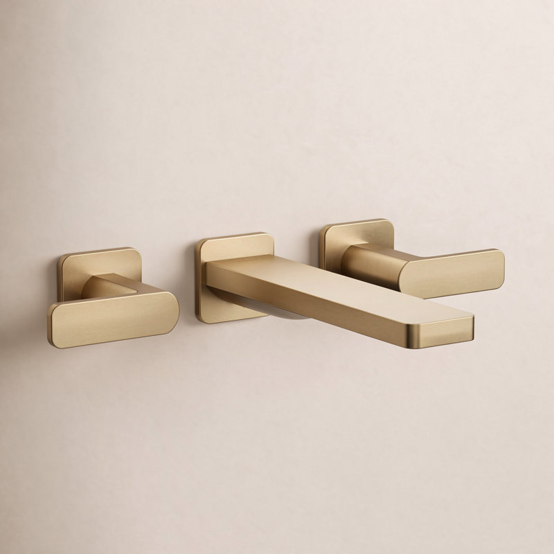 Parallel Wall Mount Bath Filler Trim, Vibrant Brushed Moderne Brass
