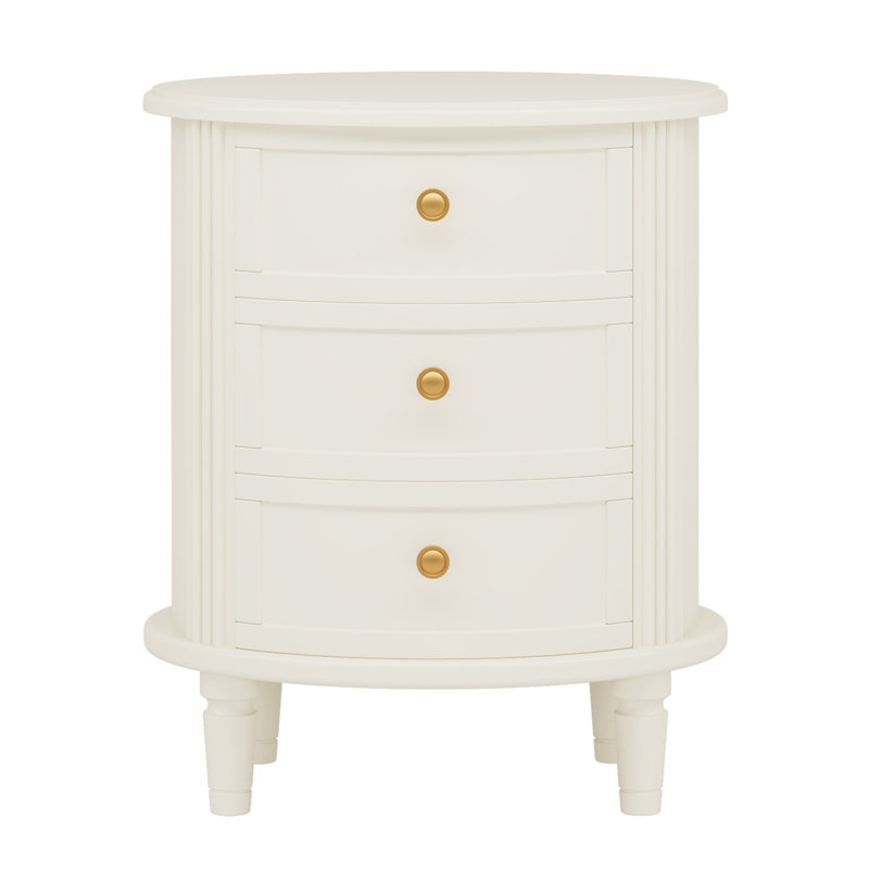 Table de chevet ovale 20 po avec 3 tiroirs