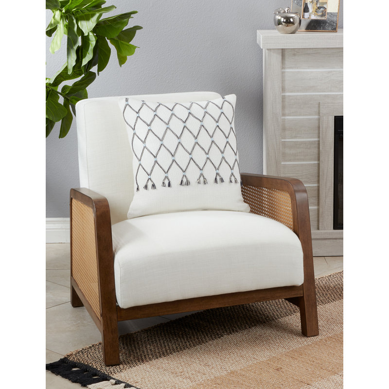 Euro Cotton Cord Appliqué Design Throw Pillow Cover