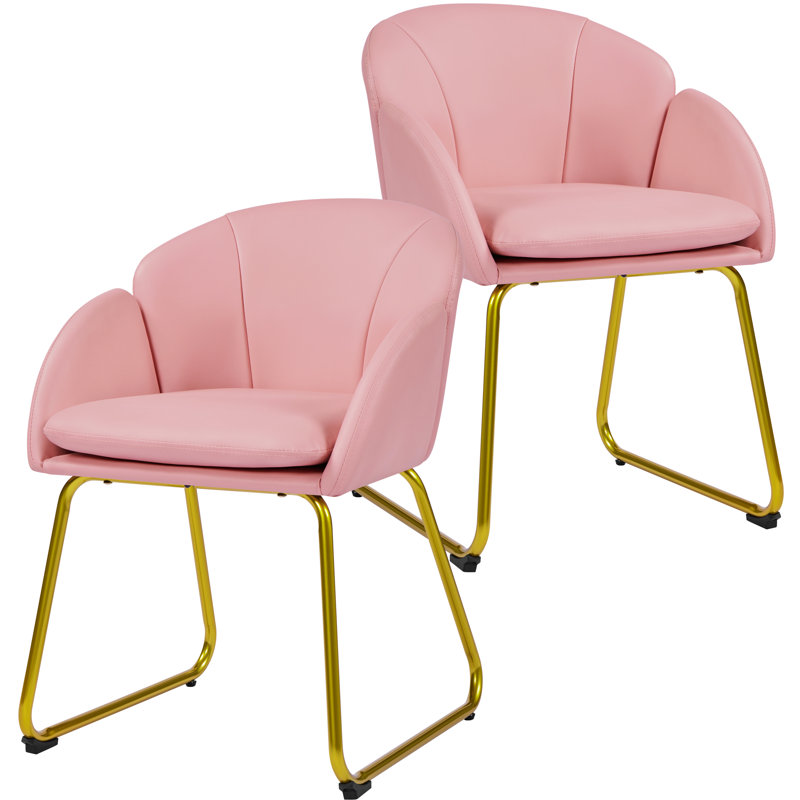color Upholstered Accent Chair, PU leather/Pink