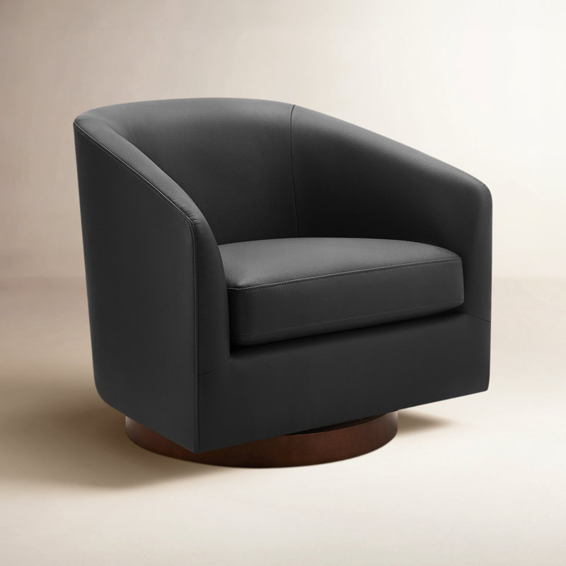 Fauteuil demi-tonneau Bennett, Charmant cuir végétalien noir