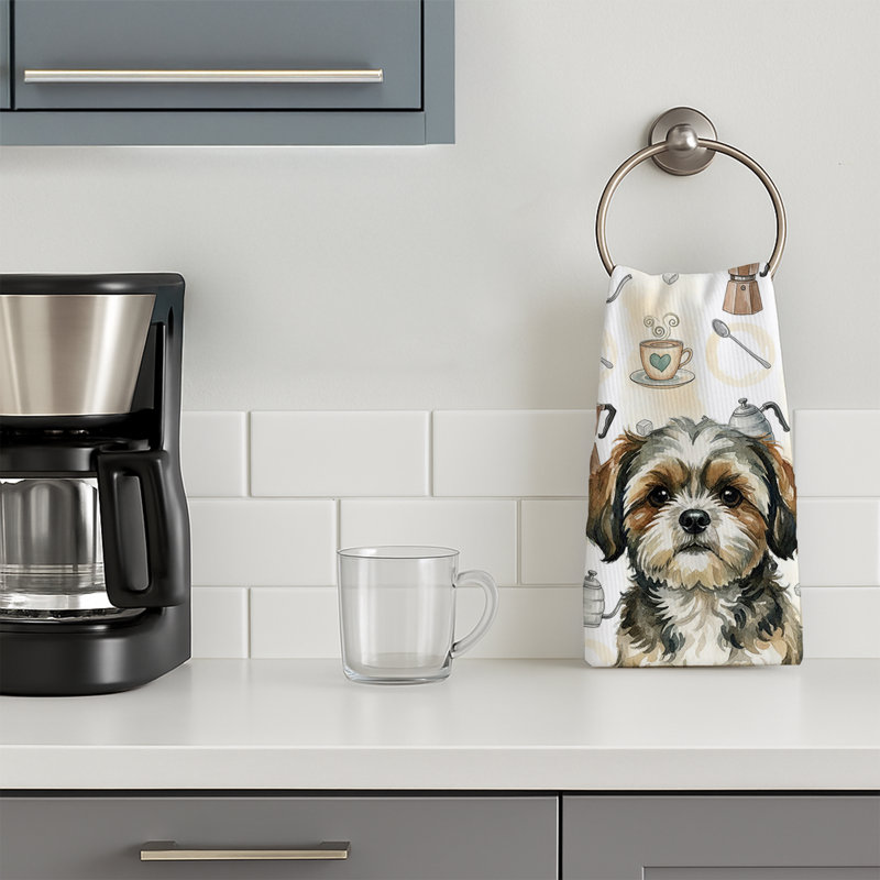 Brindle Shih Tzu Coffee Bar Kitchen Towel, Brindle Shih Tzu