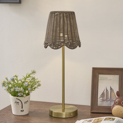 18" Metal Table Lamp With Brown Shade