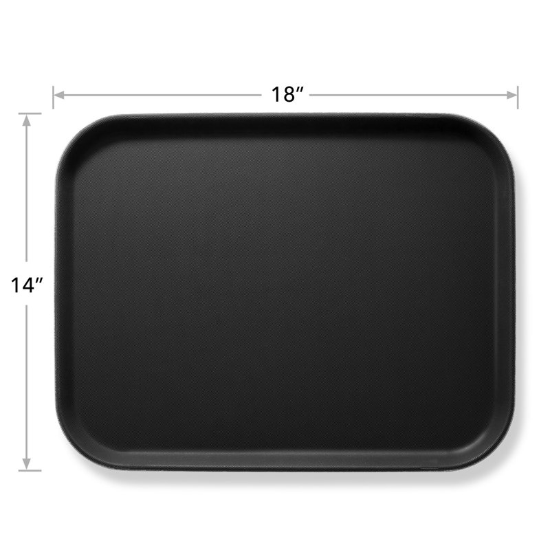 Jubilee 14" x 18" Black Rectangular Non-Skid Serving Trays, Set of 2