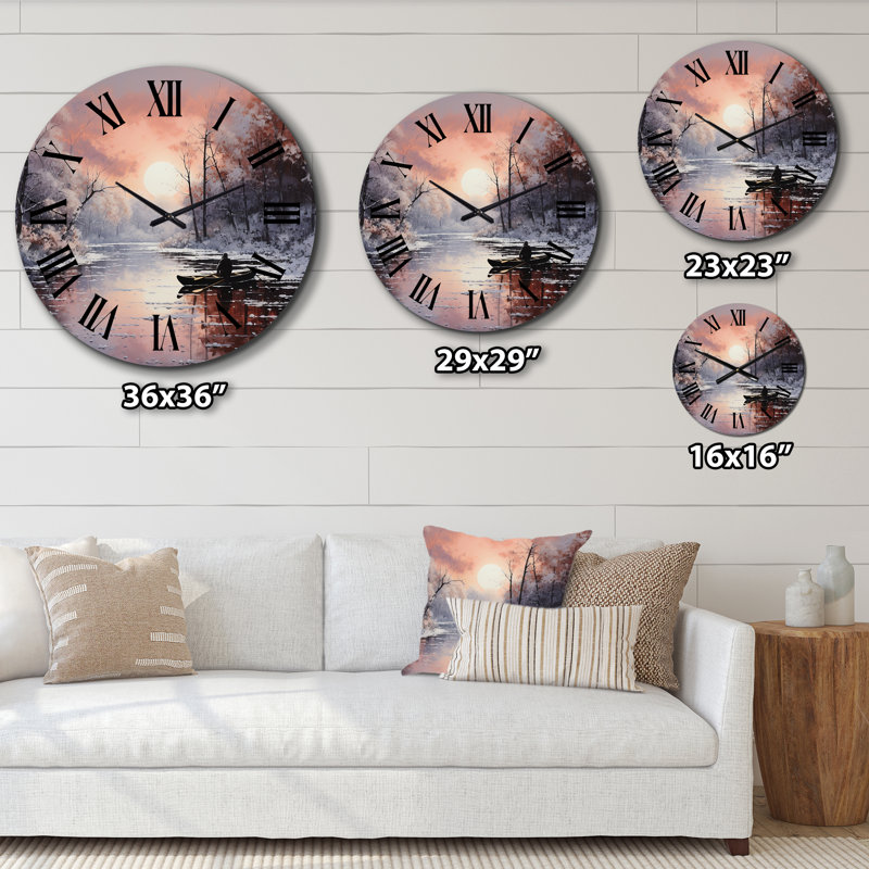 Horloge murale Winters River Papercut IV - Winter Landscape, Très grand