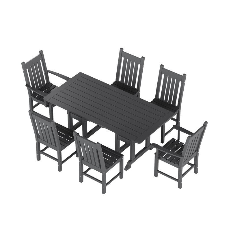 Ensemble de salle à manger rectangulaire pour 6 personnes 70 "" Laguna, Gris
