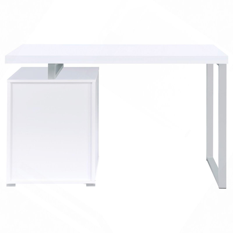 Babken Reversible Desk, White/Silver