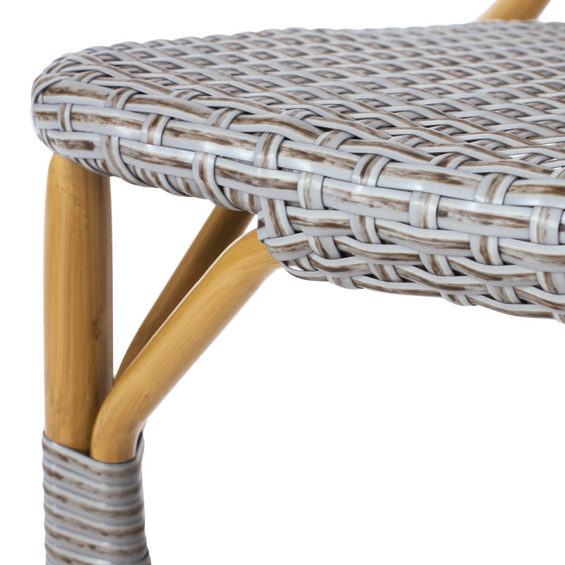 Chaises bistro d'extérieur grises, de 2, en aluminium avec style français, rouille pour jardin