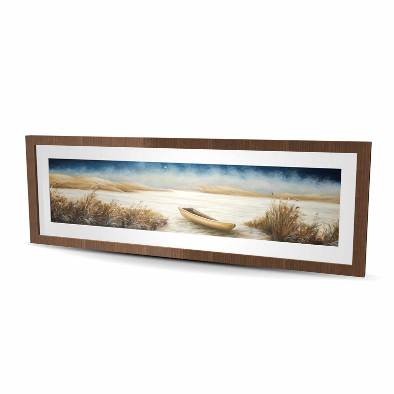 «Boat in the Middle of a Swamp - Blue Coastal», reproduction encadrée