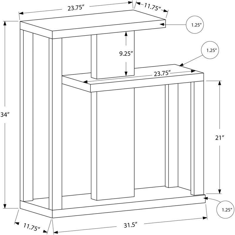 32" Taupe Free Form Floor Shelf Console Table With Storage