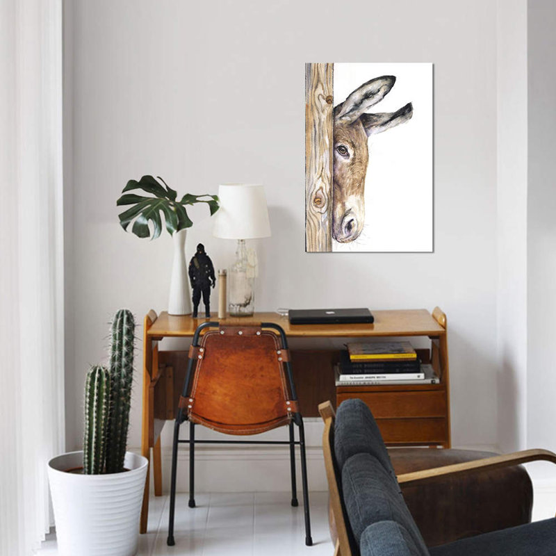 «Donkey on White», reproduction sur toile, H 26 po x l 18 po x P 1,5 po, Toile tendue, Pas de tapis