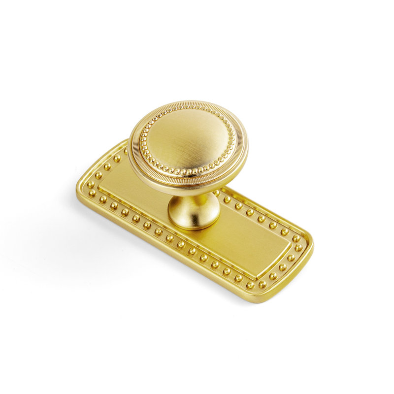 1 1/3" Mushroom Knob With Backplate(G018), Brushed Gold