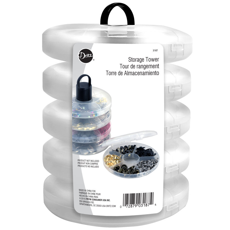 Tour de rangement avec compartiments amovibles Dritz, transparent