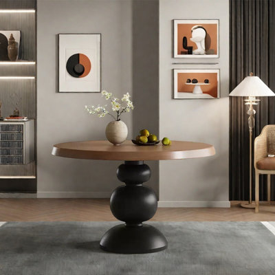 Multilayer solid board round dining table