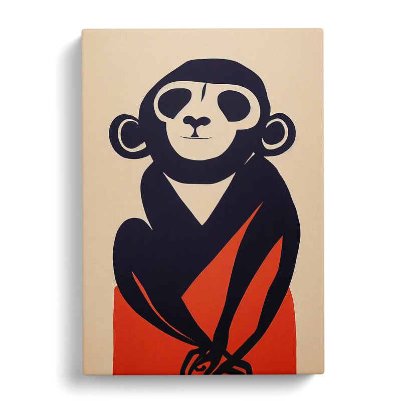 Monkey In Abstract No.4 - Wrapped Canvas, 50cm H x 35cm W x 3cm D