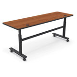 Hierarchy Rectangle Height Adjustable Flip Top Training Table with Casters