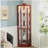 Glass Cabinet Lighted Corner Cabinet Corner Display Curio Cabinet, Glass Display With Light(Included)Bar Cabinet,Wine Cabinet with Adjustable Glass Shelves Carved Decoration Cherry Light(Included)-1318109011